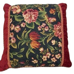 Raymond Waites Gorgeous Floral Satin Velvet Pillow Multicolored 24” by 2…